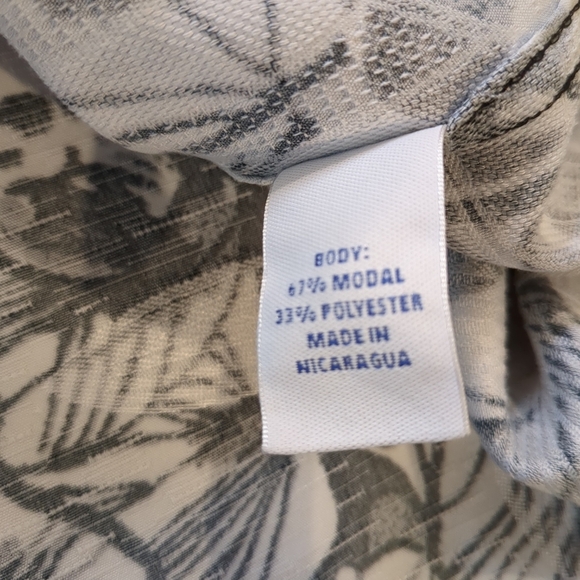 Caribbean Men's Black and White Tropical Short Sleeve Button Up Shirt, Size XXL - Picture 5 of 5